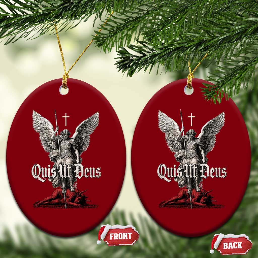 Saint Michael The Archangel Ceramic Ornament Quis Ut Deus Catholic Prayer Christian Saints