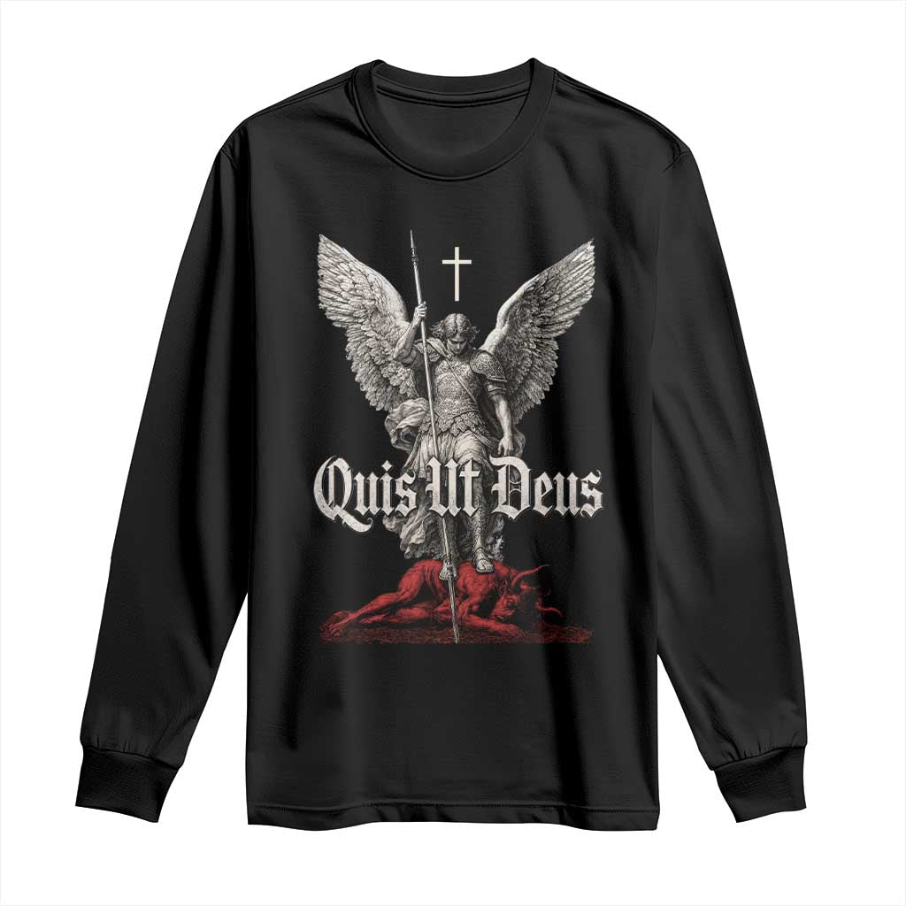 Saint Michael The Archangel Long Sleeve Shirt Quis Ut Deus Catholic Prayer Christian Saints