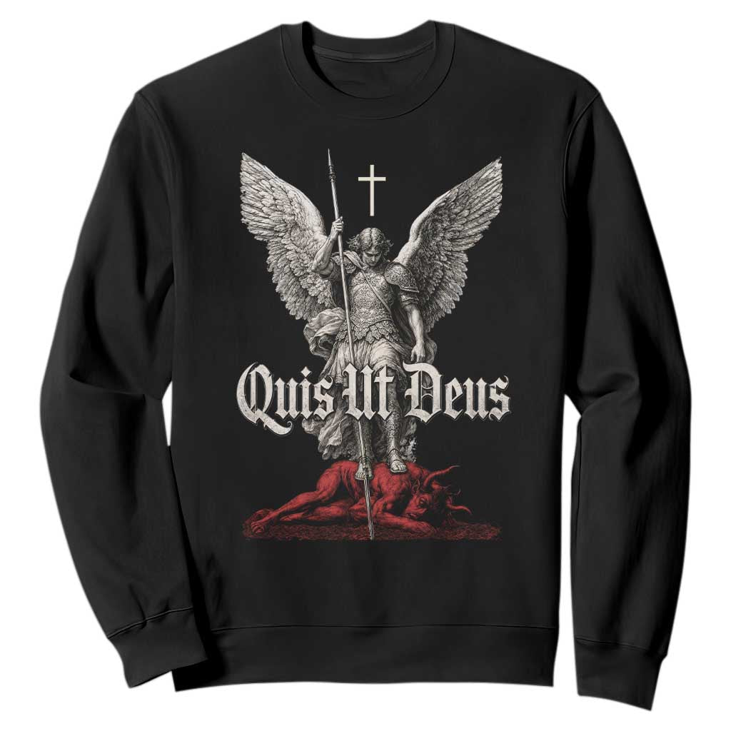Saint Michael The Archangel Sweatshirt Quis Ut Deus Catholic Prayer Christian Saints