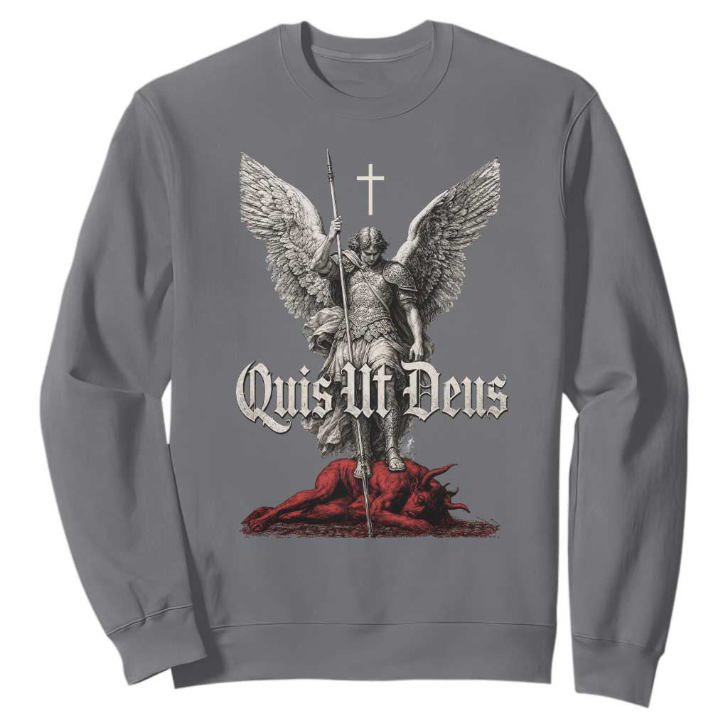 Saint Michael The Archangel Sweatshirt Quis Ut Deus Catholic Prayer Christian Saints