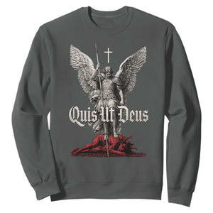 Saint Michael The Archangel Sweatshirt Quis Ut Deus Catholic Prayer Christian Saints