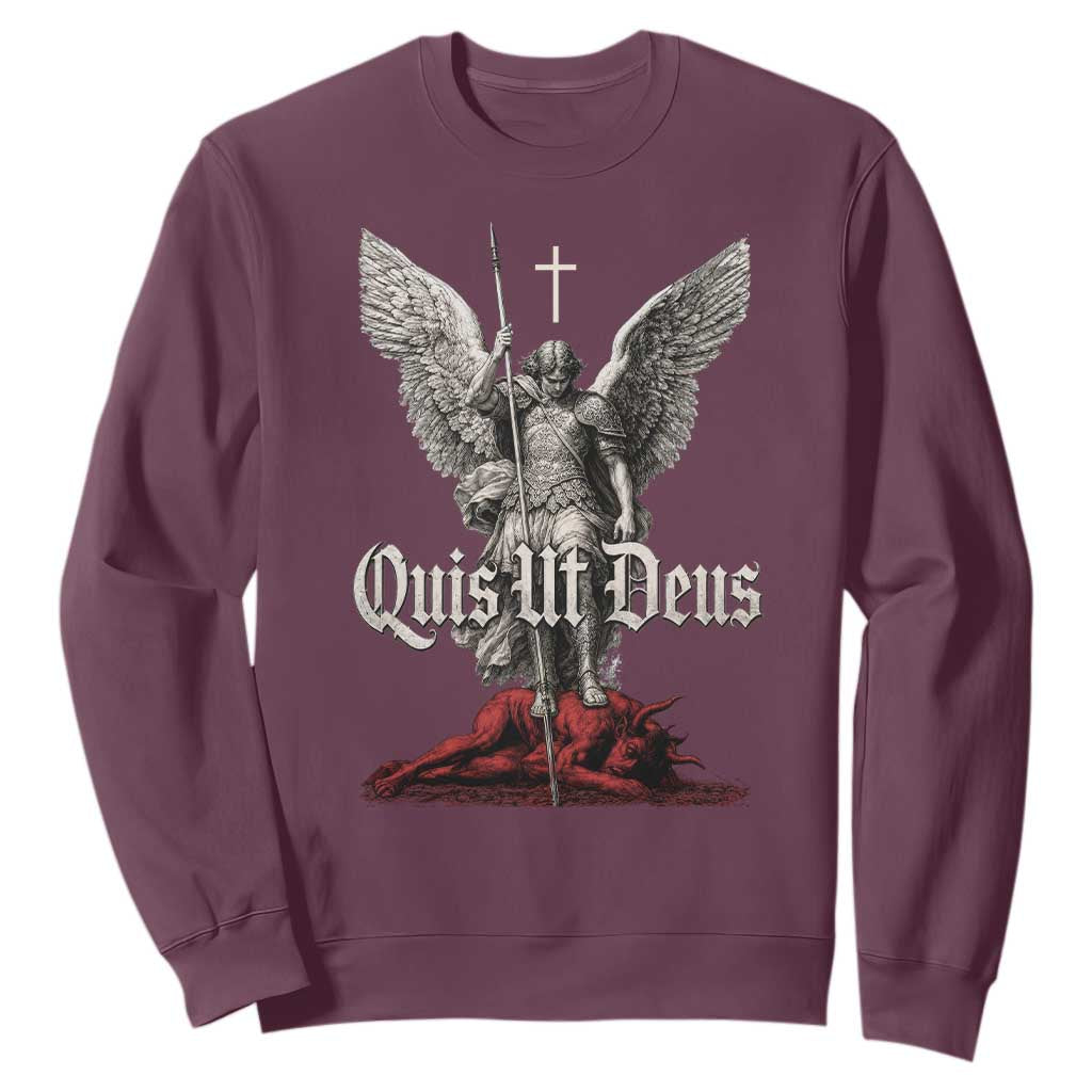 Saint Michael The Archangel Sweatshirt Quis Ut Deus Catholic Prayer Christian Saints