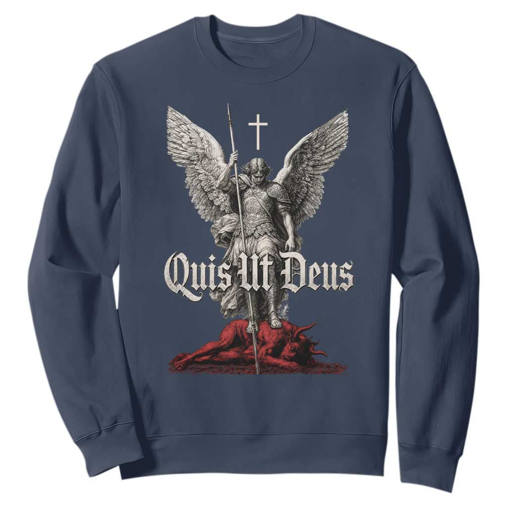 Saint Michael The Archangel Sweatshirt Quis Ut Deus Catholic Prayer Christian Saints