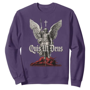 Saint Michael The Archangel Sweatshirt Quis Ut Deus Catholic Prayer Christian Saints