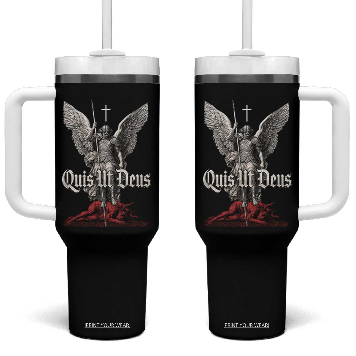 Saint Michael The Archangel Tumbler With Handle Quis Ut Deus Catholic Prayer Christian Saints