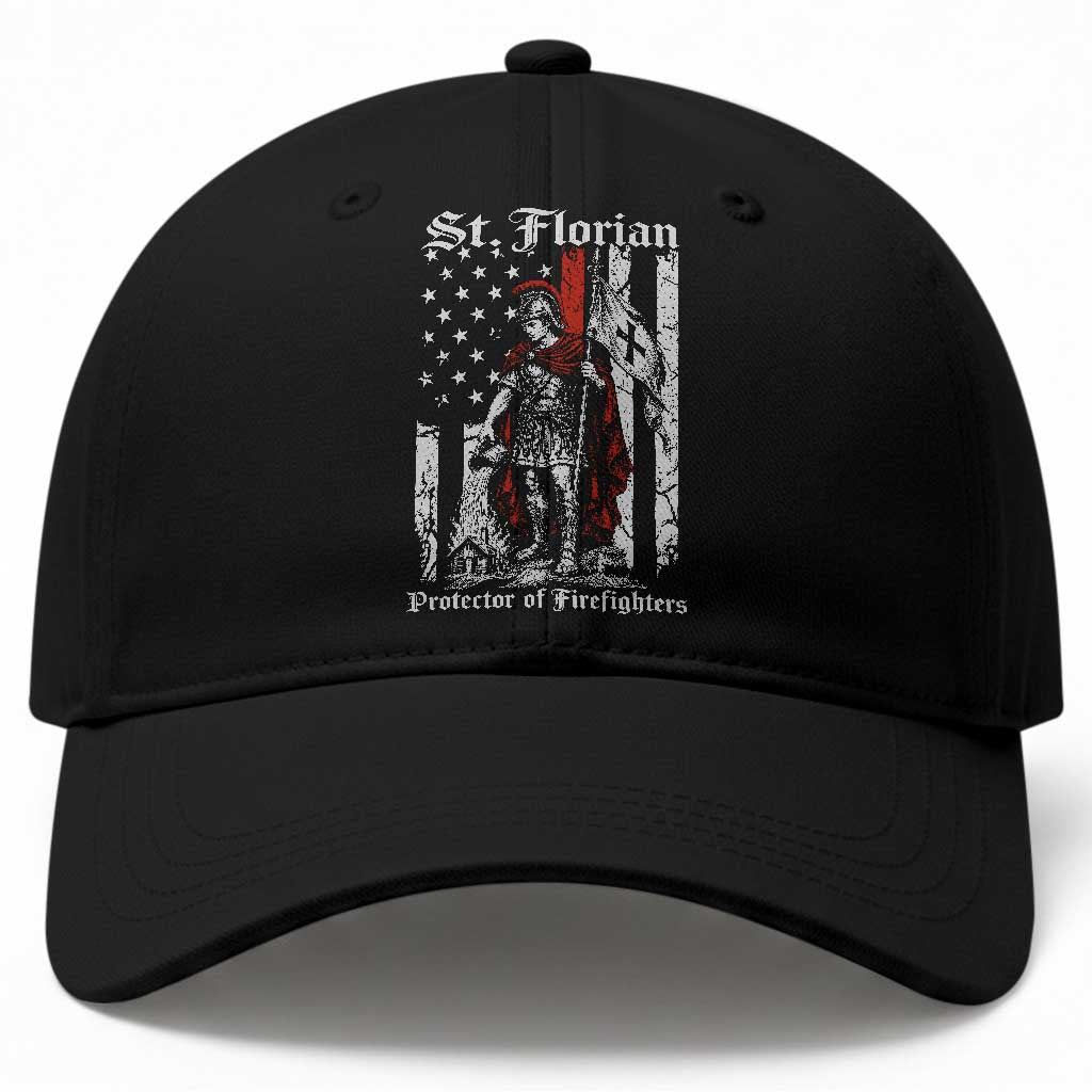 St Florian Patron Protector of Firefighter Baseball Cap Vintage American Flag