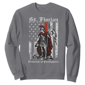 St Florian Patron Protector of Firefighter Sweatshirt Vintage American Flag
