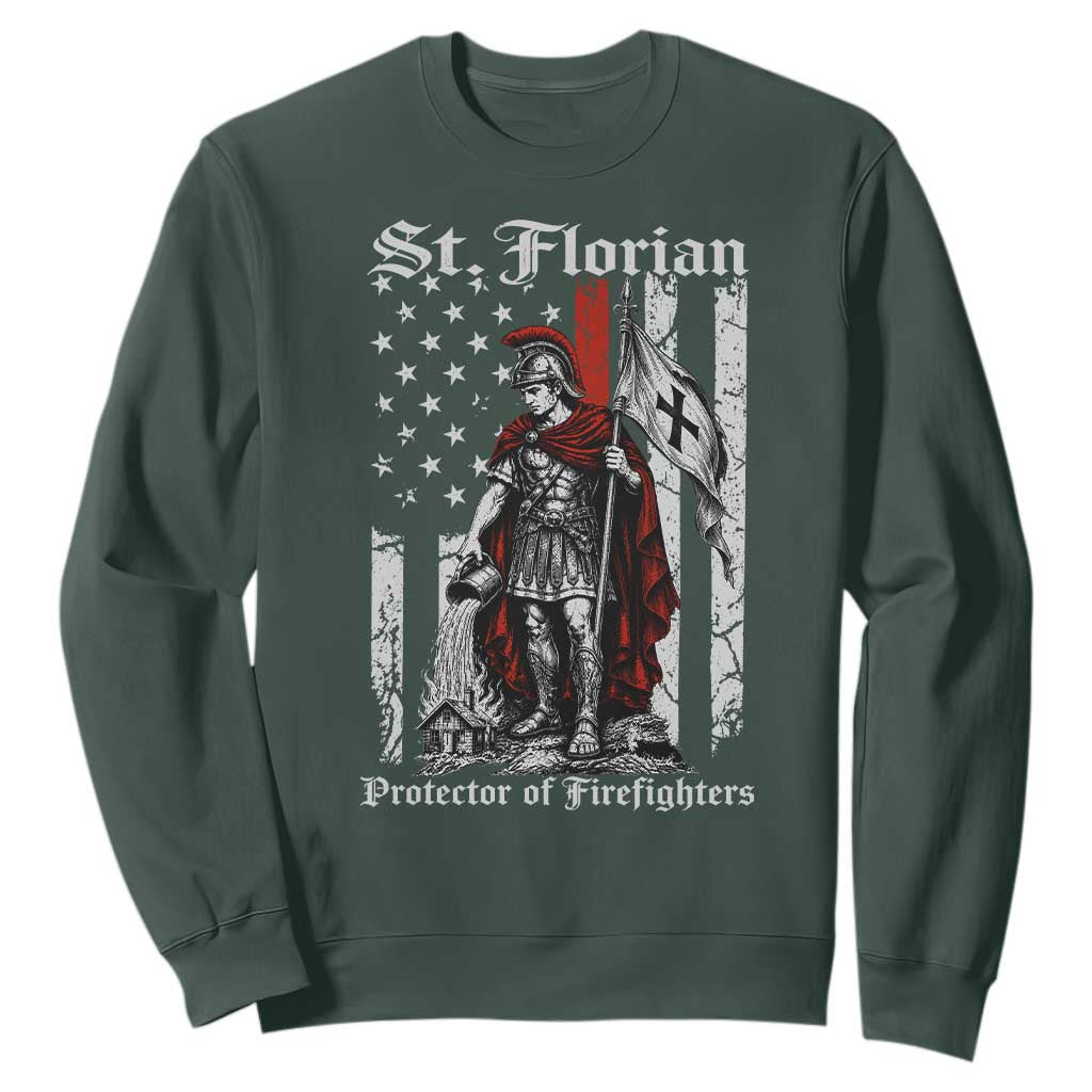 St Florian Patron Protector of Firefighter Sweatshirt Vintage American Flag