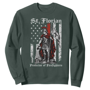 St Florian Patron Protector of Firefighter Sweatshirt Vintage American Flag