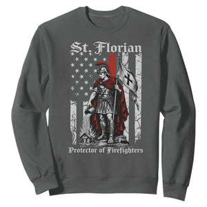 St Florian Patron Protector of Firefighter Sweatshirt Vintage American Flag