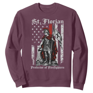 St Florian Patron Protector of Firefighter Sweatshirt Vintage American Flag