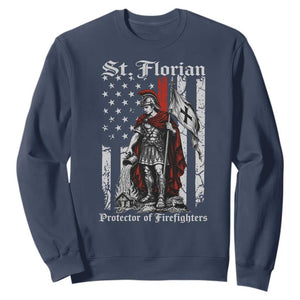 St Florian Patron Protector of Firefighter Sweatshirt Vintage American Flag