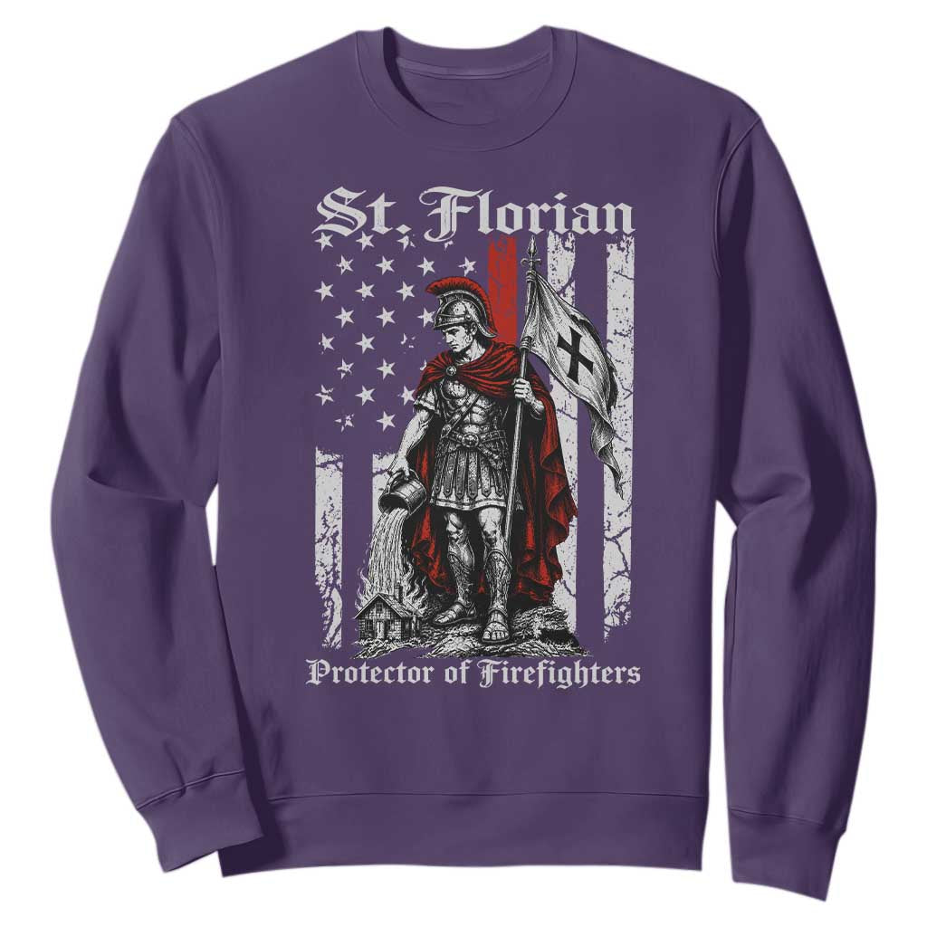 St Florian Patron Protector of Firefighter Sweatshirt Vintage American Flag