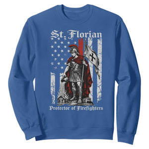 St Florian Patron Protector of Firefighter Sweatshirt Vintage American Flag