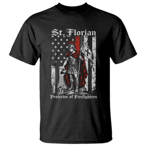 St Florian Patron Protector of Firefighter T Shirt Vintage American Flag