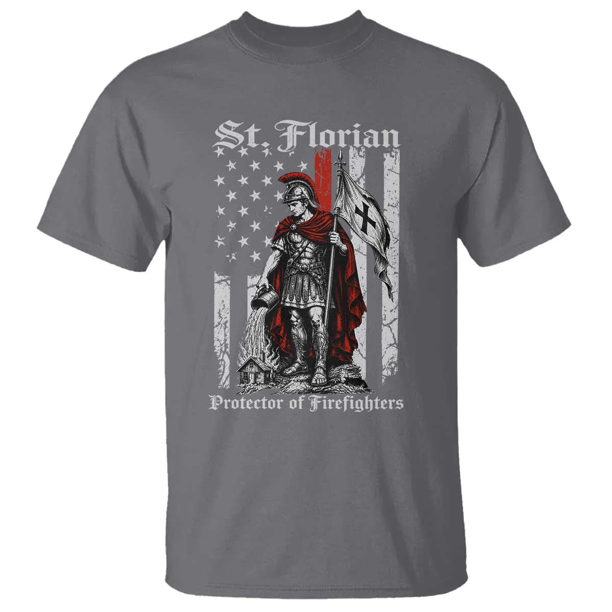 St Florian Patron Protector of Firefighter T Shirt Vintage American Flag