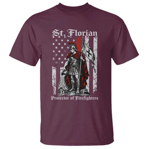 St Florian Patron Protector of Firefighter T Shirt Vintage American Flag