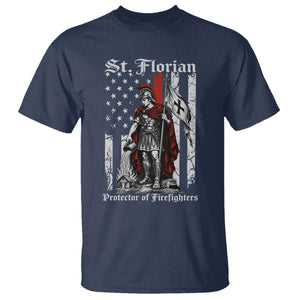 St Florian Patron Protector of Firefighter T Shirt Vintage American Flag