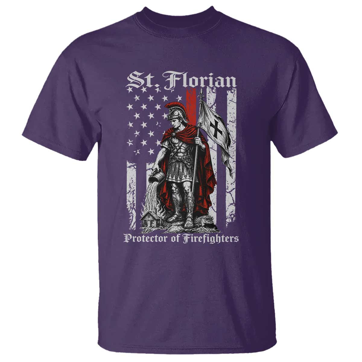 St Florian Patron Protector of Firefighter T Shirt Vintage American Flag