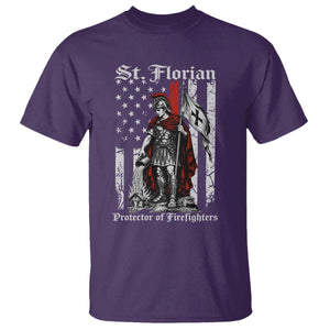 St Florian Patron Protector of Firefighter T Shirt Vintage American Flag