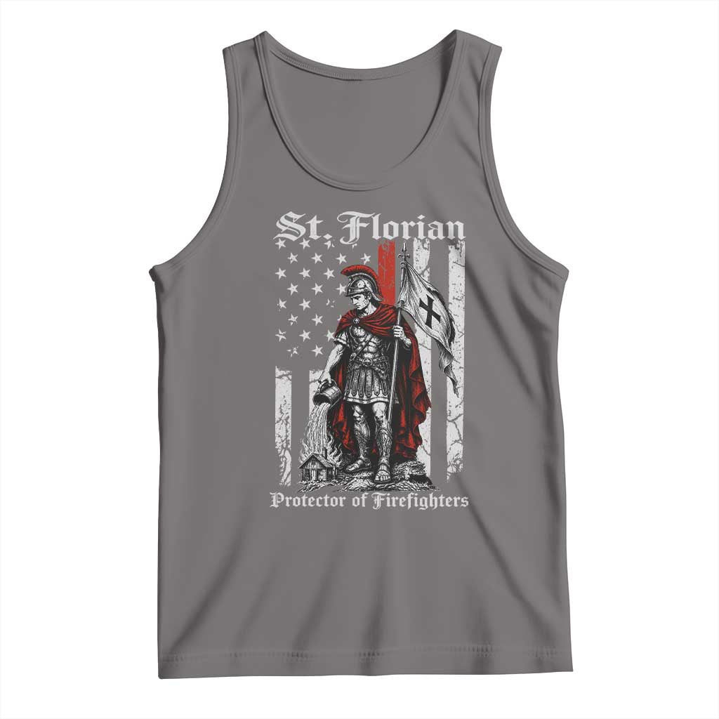 St Florian Patron Protector of Firefighter Tank Top Vintage American Flag