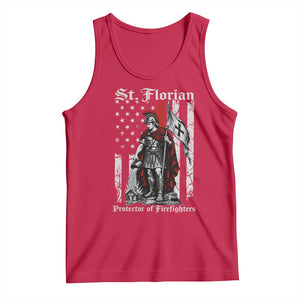 St Florian Patron Protector of Firefighter Tank Top Vintage American Flag