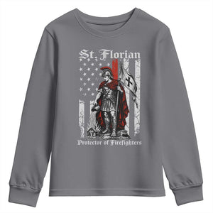 St Florian Patron Protector of Firefighter Youth Sweatshirt Vintage American Flag