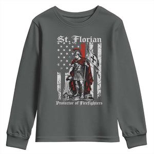 St Florian Patron Protector of Firefighter Youth Sweatshirt Vintage American Flag