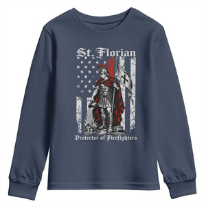 St Florian Patron Protector of Firefighter Youth Sweatshirt Vintage American Flag
