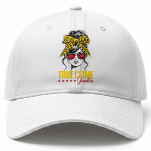 True Crime Junkie Baseball Cap Murder Shows Crime Fan Messy Bun Graphic