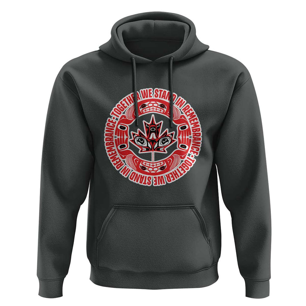 Indigenous Children Hoodie Together We Stand In Remembrance Unity Day Papoose Maple Leaf Native American TS11 Dark Heather Print Your Wear