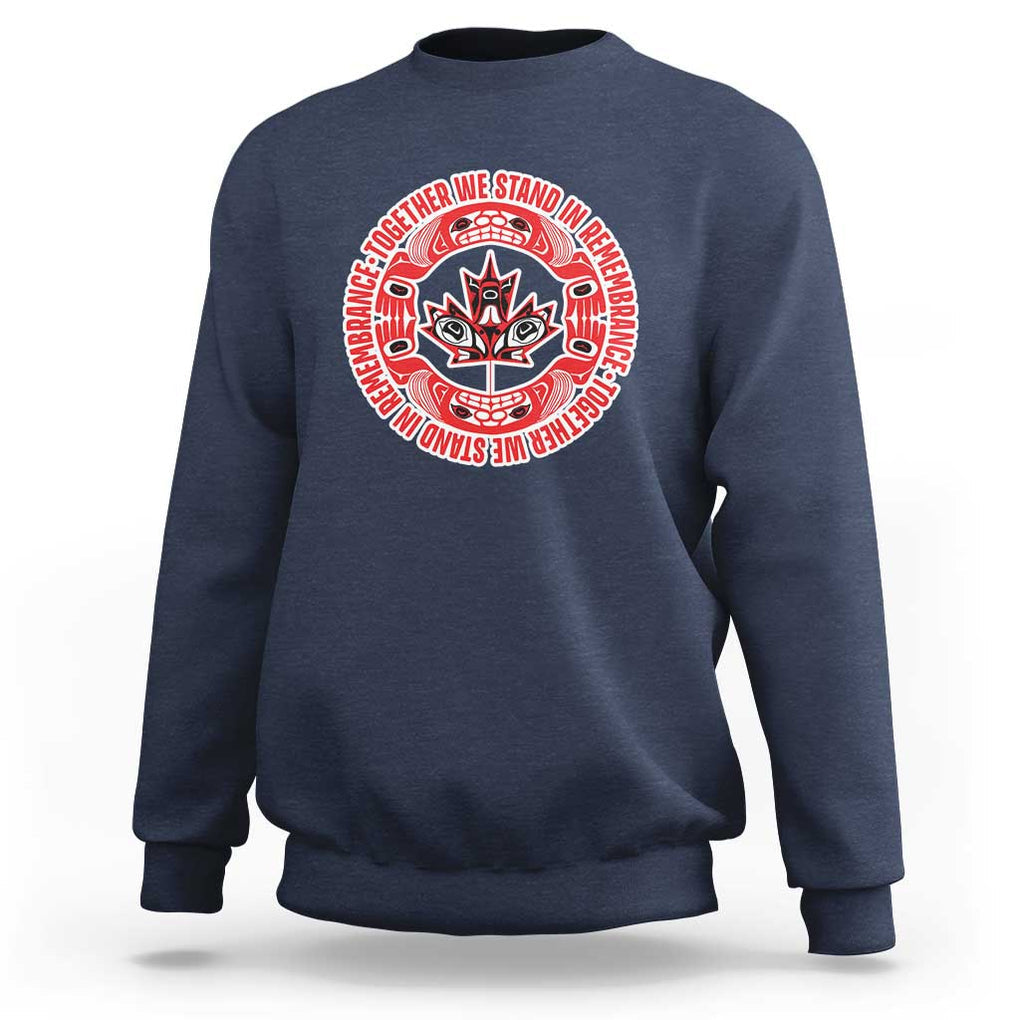 Indigenous Children Sweatshirt Together We Stand In Remembrance Unity Day Papoose Maple Leaf Native American TS11 Navy Print Your Wear