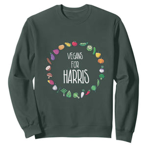 Harris Supporter 2024 Sweatshirt Vegans For Kamala Vegeterian Veggies TS11 Dark Forest Green Print Your Wear