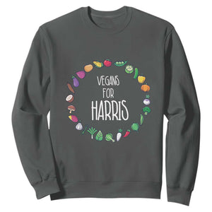 Harris Supporter 2024 Sweatshirt Vegans For Kamala Vegeterian Veggies TS11 Dark Heather Print Your Wear