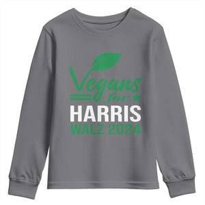 Kamala Supporter 2024 Youth Sweatshirt Vegans For Harris Walz 2024 Veggies TS11 Charcoal Print Your Wear