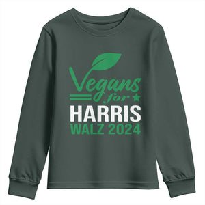 Kamala Supporter 2024 Youth Sweatshirt Vegans For Harris Walz 2024 Veggies TS11 Dark Forest Green Print Your Wear