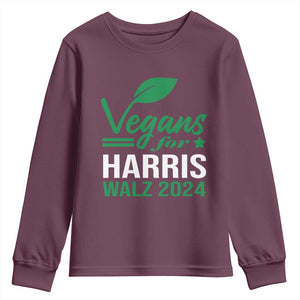 Kamala Supporter 2024 Youth Sweatshirt Vegans For Harris Walz 2024 Veggies TS11 Maroon Print Your Wear