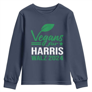 Kamala Supporter 2024 Youth Sweatshirt Vegans For Harris Walz 2024 Veggies TS11 Navy Print Your Wear