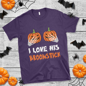 Halloween Couple Matching T Shirt I Love His Broomstick Pumpkin Skeleton Hand TS11 Purple Print Your Wear