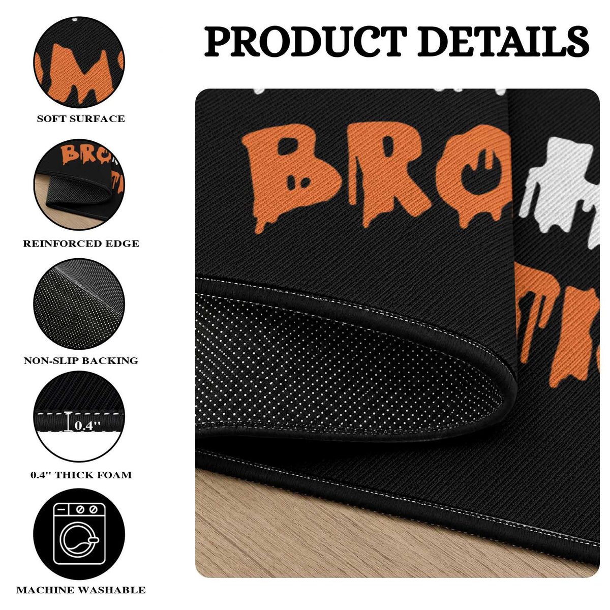 Halloween Couple Matching Round Rug I Love His Broomstick Pumpkin Skeleton Hand