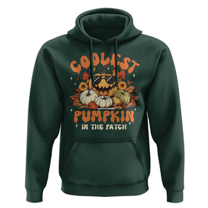 Funny Halloween Hoodie Coolest Pumpkin In The Patch Autumn Maple Leaf Flower TS11 Dark Forest Green Print Your Wear