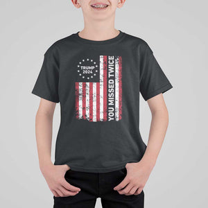 Trump 2024 T Shirt For Kid You Missed Twice 0 2 Vintage American Flag Star TS11 Black Print Your Wear