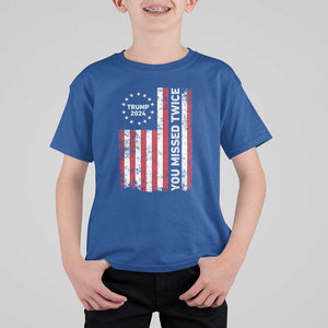 Trump 2024 T Shirt For Kid You Missed Twice 0 2 Vintage American Flag Star TS11 Royal Blue Print Your Wear