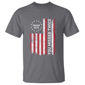 Trump 2024 T Shirt You Missed Twice 0 2 Vintage American Flag Star TS11 Charcoal Print Your Wear