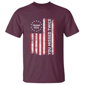 Trump 2024 T Shirt You Missed Twice 0 2 Vintage American Flag Star TS11 Maroon Print Your Wear