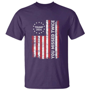 Trump 2024 T Shirt You Missed Twice 0 2 Vintage American Flag Star TS11 Purple Print Your Wear