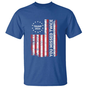 Trump 2024 T Shirt You Missed Twice 0 2 Vintage American Flag Star TS11 Royal Blue Print Your Wear