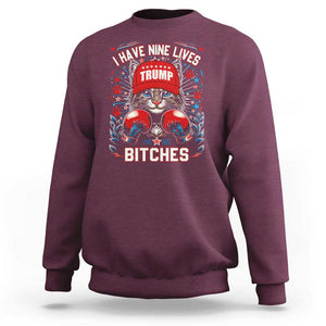 Funny Trump Sweatshirt I Have Nine Lives Bitches Cat American Flag Boxing TS11 Maroon Print Your Wear