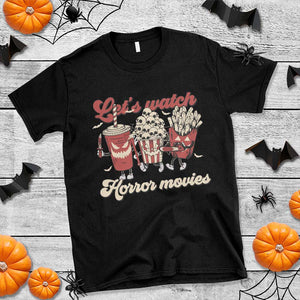 Funny Halloween T Shirt Let's Watch Horror Movies Popcorn Drinks Murderer Bat TS11 Black Print Your Wear