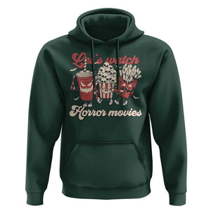 Funny Halloween Hoodie Let's Watch Horror Movies Popcorn Drinks Murderer Bat TS11 Dark Forest Green Print Your Wear